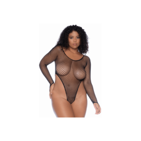 Body grande taille à manches longues échancré noir 